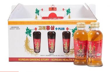 Nước hồng sâm Hàn Quốc chính hãng KGS hộp 10 chai (có củ sâm tươi)