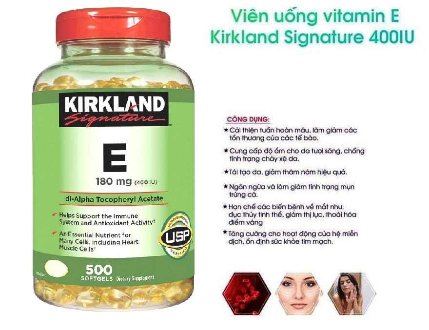 Vitamin E Mỹ Kirkland Signature E 180mg